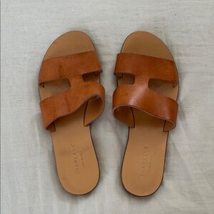 Everlane Women’s Brown Leather Double-Strap Slide Sandals